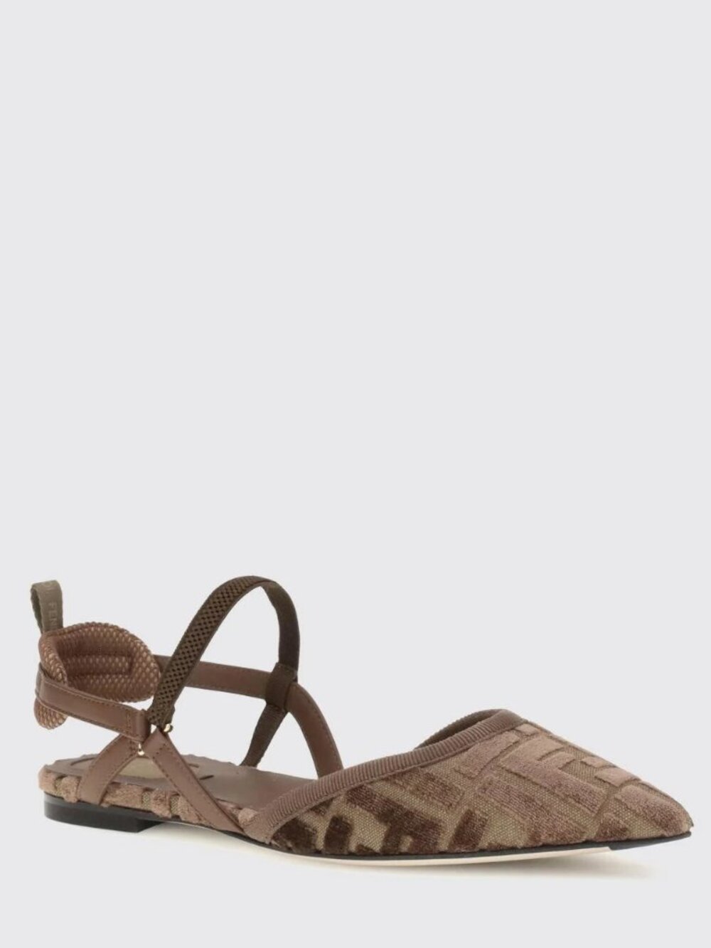 FENDI Colibri Lite FF Tapestry Logo Velvet Flat Slingback Sandals Shoes - Picture 1 of 16
